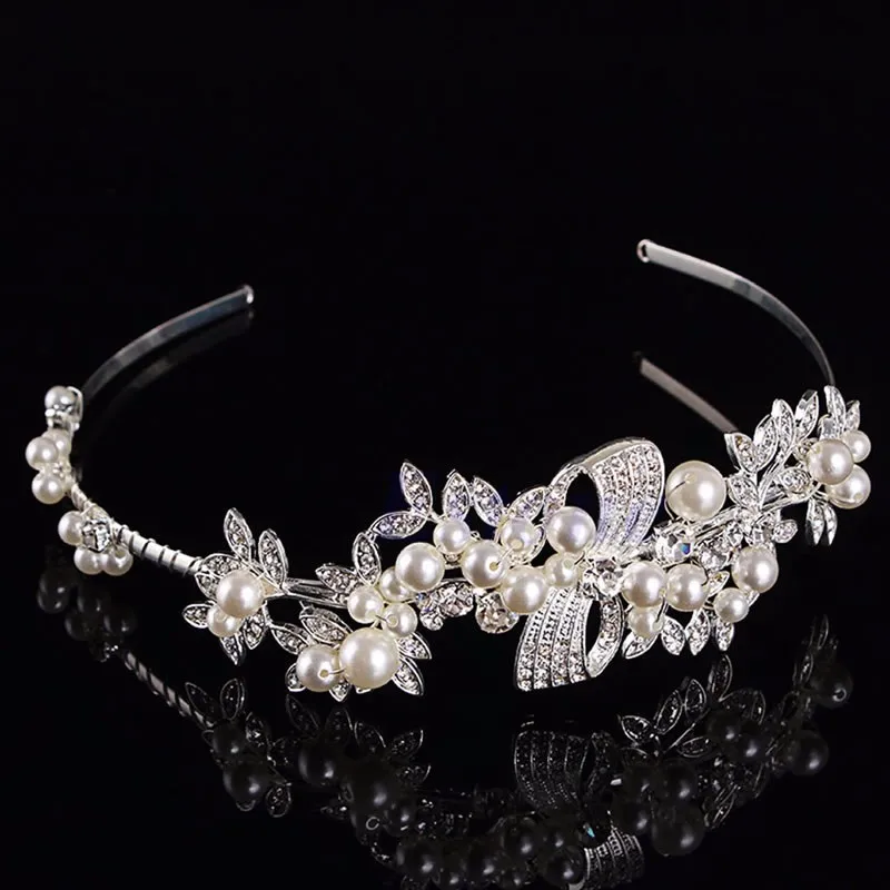 Silver Bridal Veil Tiara Diamante Rhinestone Crown Wedding Party Prom Headband