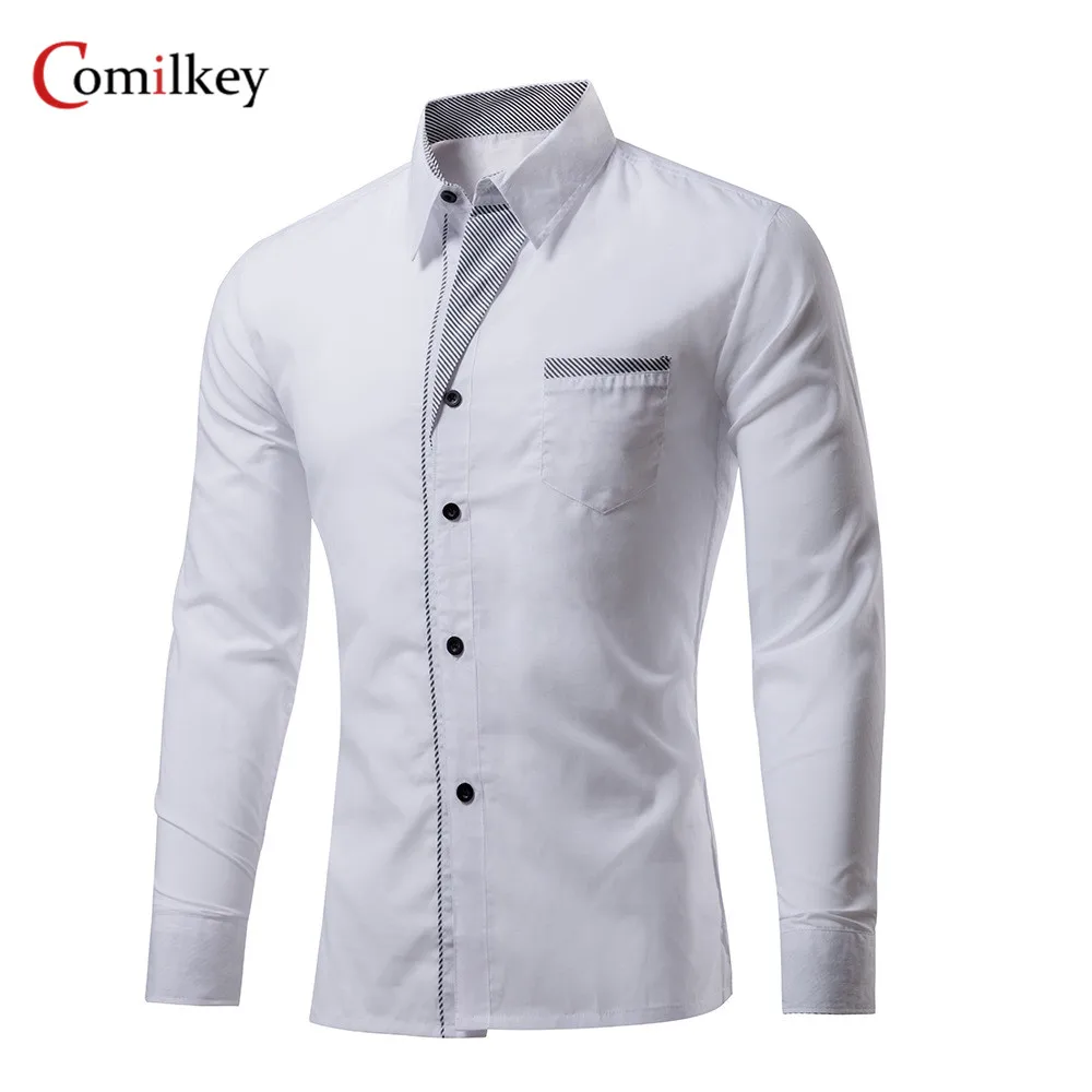 Brand Clothing Mens Formal Business Shirts Slim Long