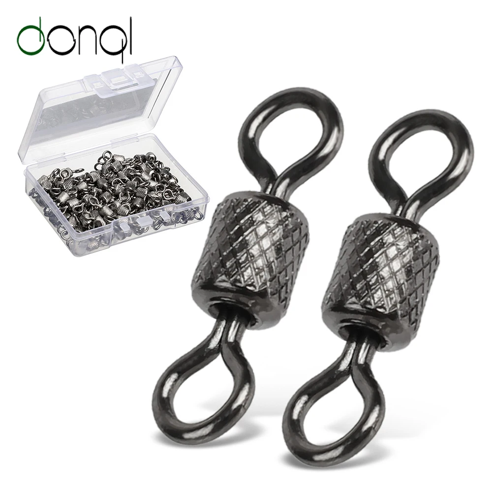 

DONQL 50/100pcs Fishing Swivel Connector 2/0#-12# Barrel Rolling Solid Rings For Fishhook Bearing Swivel Fishing Accessories