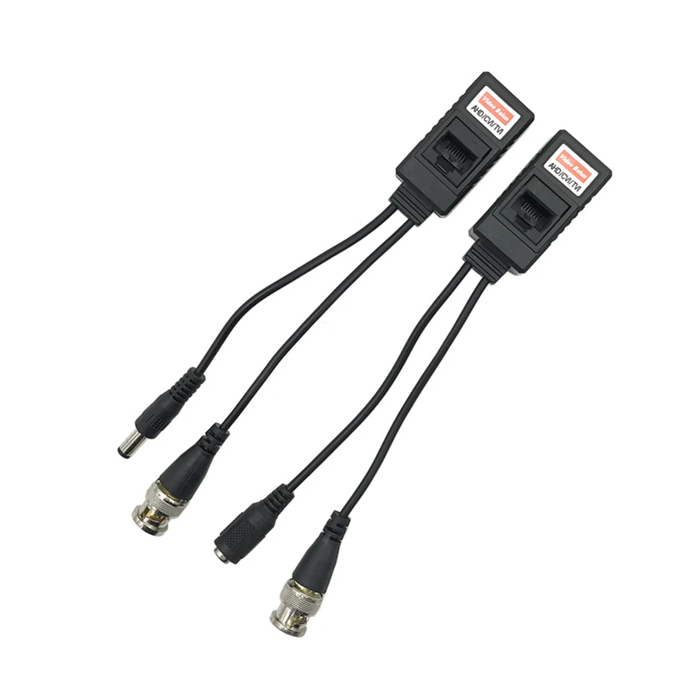 BNC To RJ45 Passive Video Power Cables + Audio Balun Transceiver for CCTV Camera Using UTP Cable ( CAT5, RJ45) To Transmit Video