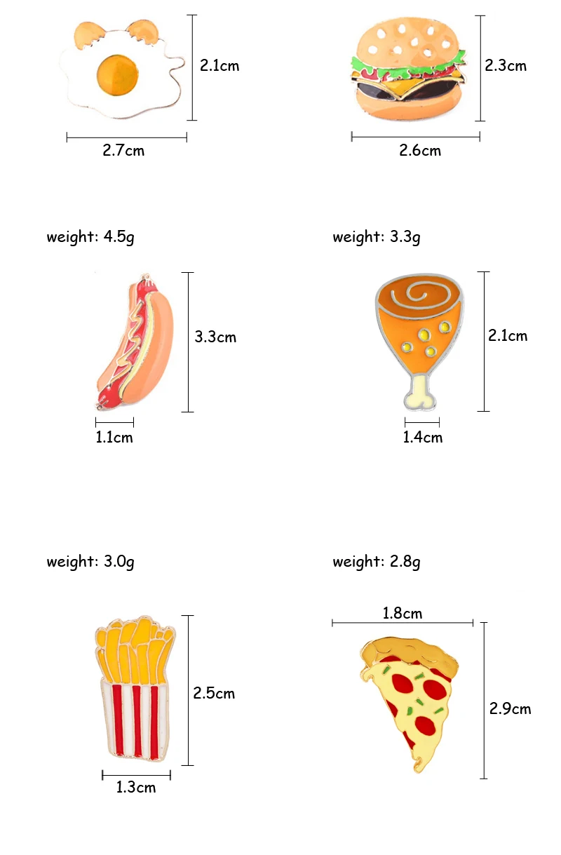 Гамбургер, пицца, фри, хот-дог, куриные ножки, яйца в паше, эмалированная брошь, шляпа, рубашка, воротник, украшение, броши для фаст-фуда, ювелирные изделия