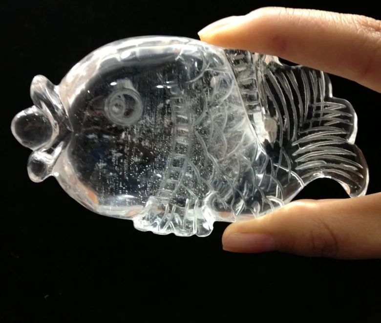 

Natural white crystal carved fish pendant annual surplus