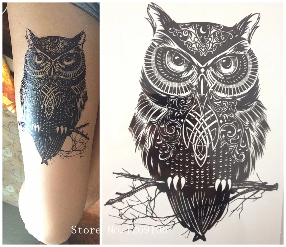 Nuovo Semplice Disegno In Bianco E Nero Del Gufo 21x15 Cm Dimensioni Sexy Freddo Bellezza Tatuaggio Impermeabile Hot Tatuaggio Temporaneo Stickers 88 Tattoo Furniture Stickers Sunstickers Laser Aliexpress