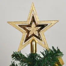 14 см золотой блеск звезда Рождественская елка Топпер украшения Рождественские украшения для 90-150 см Рождественская елка