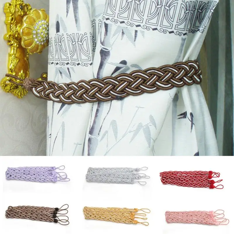 1 Pair Good Quality Curtain Knitted Tiebacks Braided Holdbacks Window