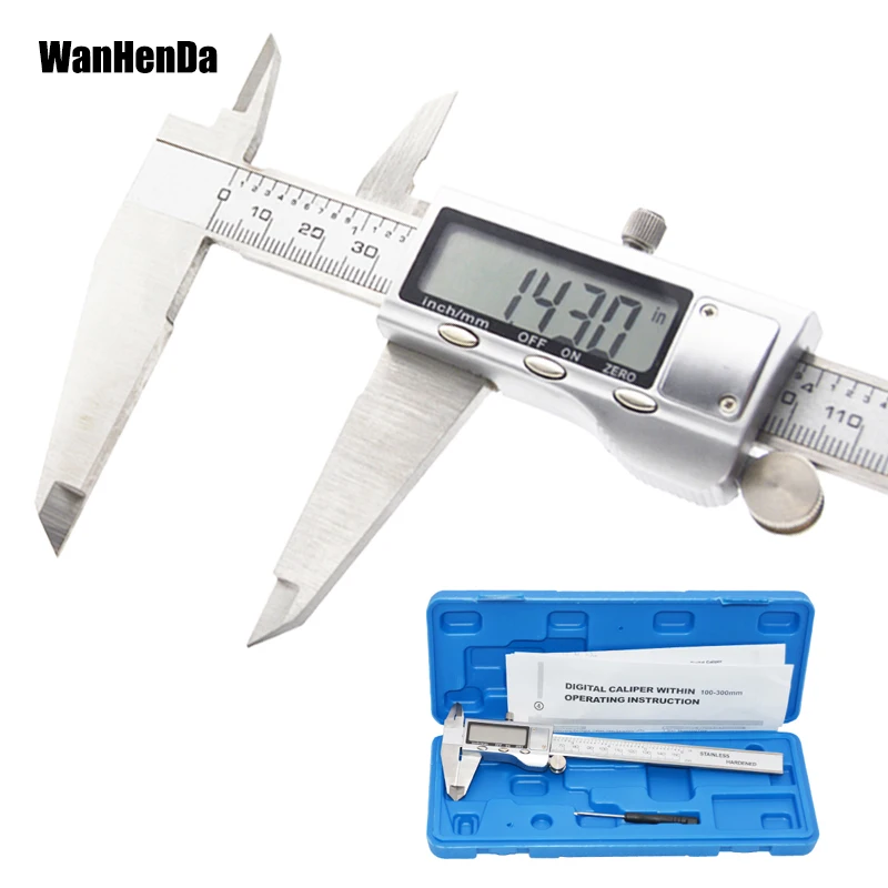 Digital Display Stainless Steel 150mm/200mm/300mm Metric / Imperial Vernier Caliper With Depth Measurement digital caliper tools |