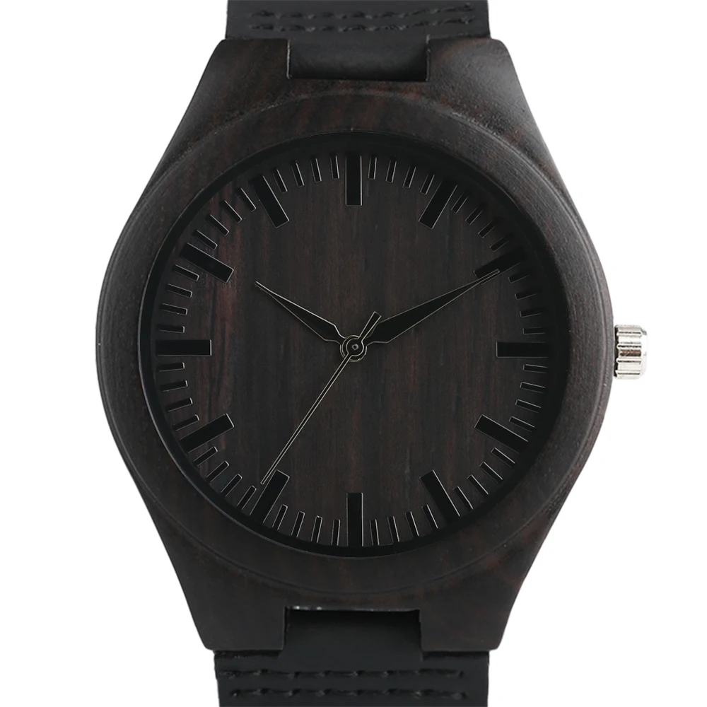 YISUYA Mens Wooden Wrist Watch Novel Bamboo Wood Creative Watches Black Genuine Leather Band Strap Quartz Males Watch relogio (10)