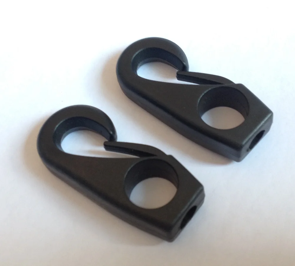 10Pcs Shock Cord Ends Stoppers, Plastic Black Bungee Elastic Stops