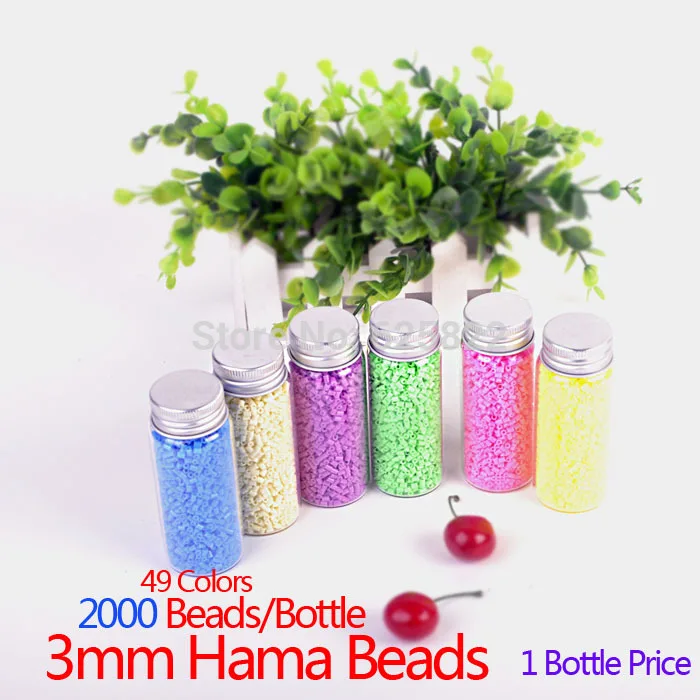 Set=4 Bottles 3mm 2000 Beads/Bottle Hama Beads Fuse DIY Educational