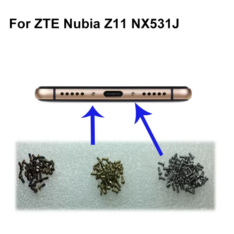 

2PCS silver /Black For ZTE Nubia Z11 NX531J NX 531J Buttom Dock Screws Housing Screw nail tack For ZTE Nubia Z 11 Mobile Phones