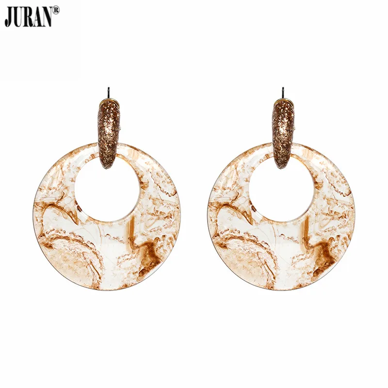 

JURAN New Design Fashion Resin Drop Earrings Jewelry Special Round Statement Dangle Earrings Cheap Women Earrings Wholesale