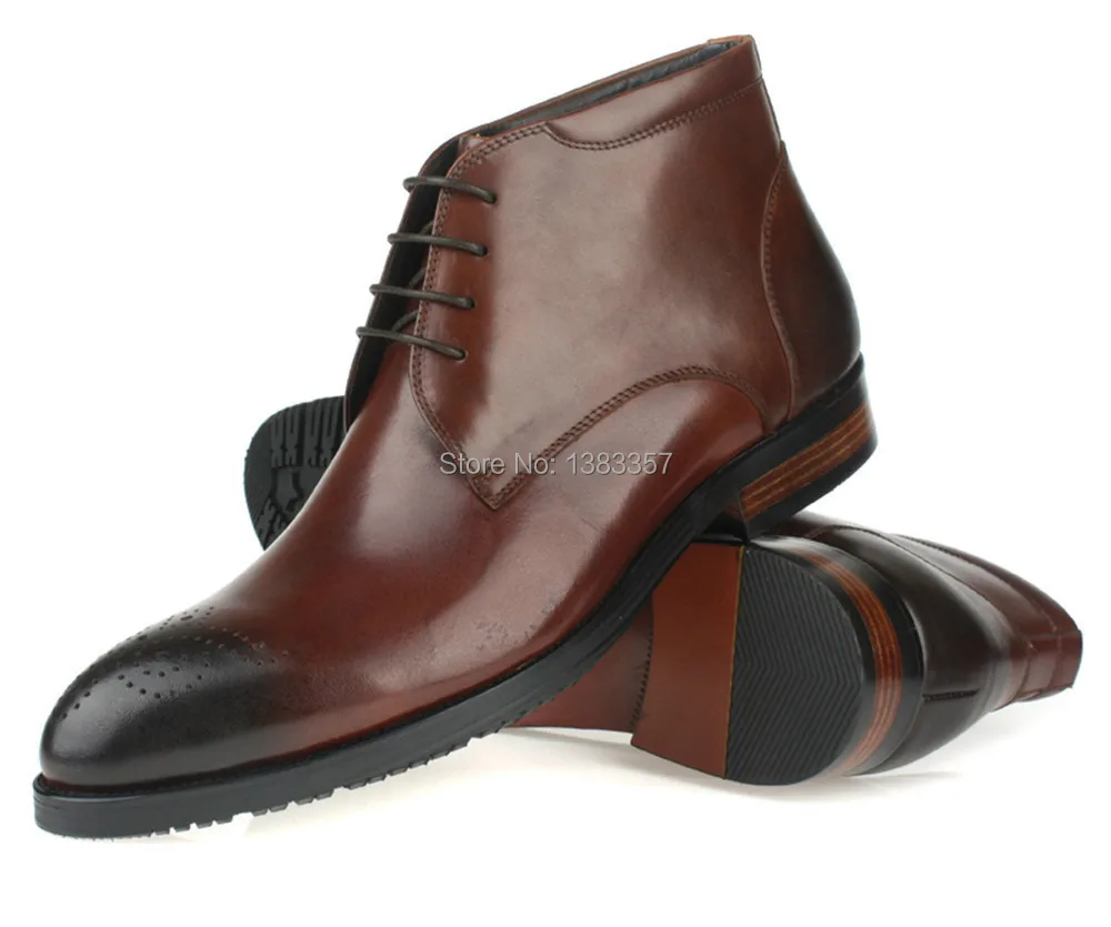 Fashion Mens Ankle Boots Genuine Leather Motorcycle Office Genuine Leather Motorcycle Boots