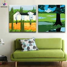 DIY цвета картины по номерам с цветами идиллический пейзаж сельская стильная картина Рисунок Живопись по номерам Обрамленный дом