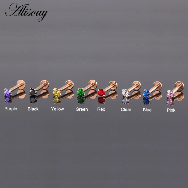 1pc Surgical Steel Zircon Crystal Ear Cartilage Tragus Helix Piercing Labret Lip Studs Ring Internally Thread 16g Body Jewelry piercing jewelry,body piercing earrings,ear piercing jewelry,ear studs,metal jewelry,body piercing jewelry,body jewelry