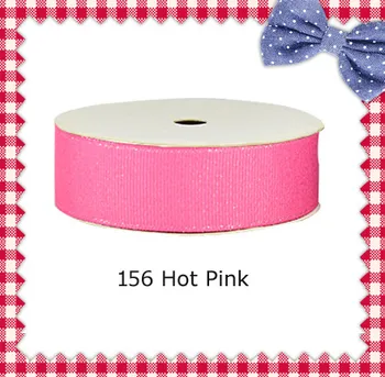 

7/8" inch (22mm) Silver Purl Hot Pink grosgrain ribbons