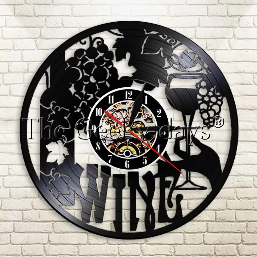 1Piece Wine Wall Clock Home Decor Beverage Wall Clock Vinyl Wall Clock Contemporary Unique