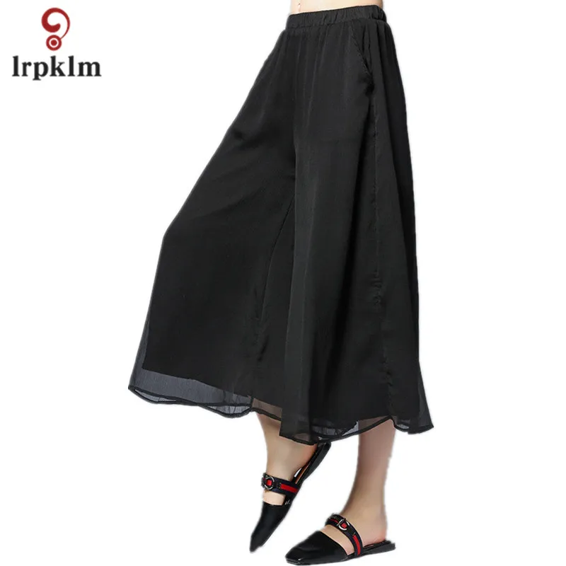 New Plus size Summer fashion Women solid Wide Leg Loose Chiffon Dress