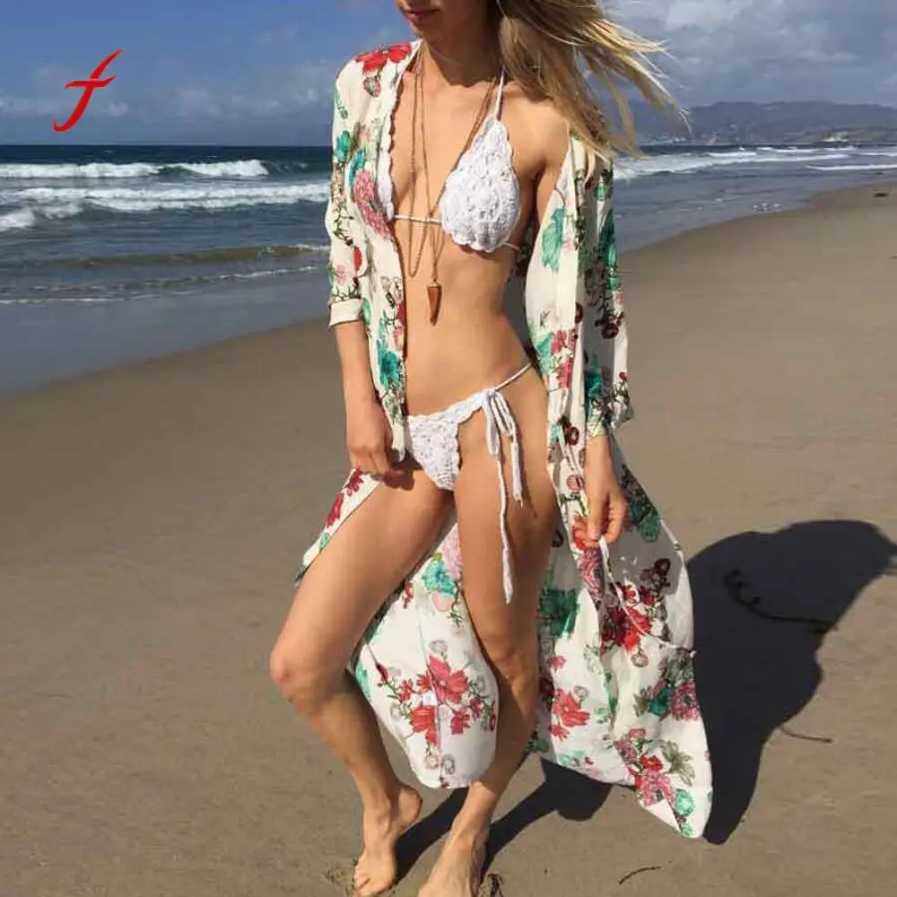 

Feitong Summer Women Smock Fashion Cover Tops Coat Women Loose Stripe Suit Bikini Swimwear Beach Swimsuit Smock /PY