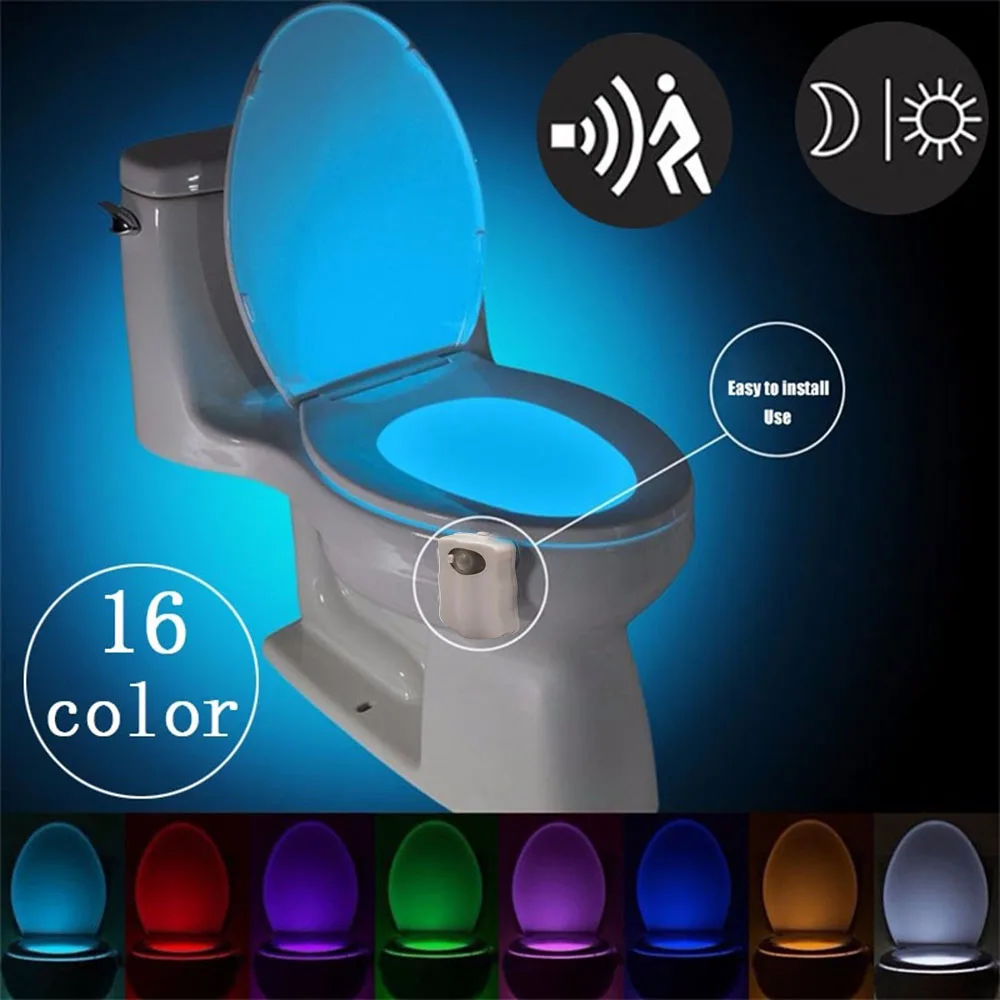

16 Color Toilet Light Led Night Human Motion Sensor Backlight For Bowl Bathroom For Child Led Night Light Toilet Bowl Bathroom
