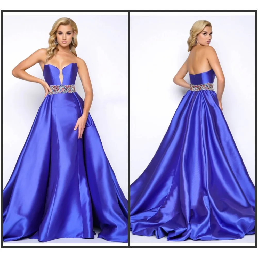 Satin Prom Dresses Sparkly Evening Dresses Removeable ...