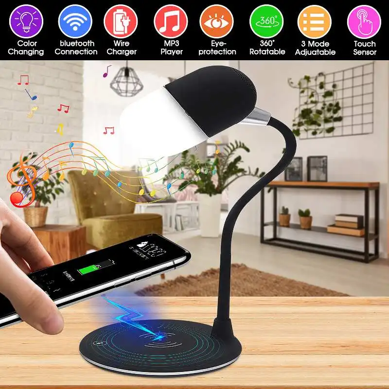 

Adjustable USB Wireless Recharge Desk Lamp Book Lights Portable 360Rotation Lighting Mini bluetooth Reading Lamp Touchness