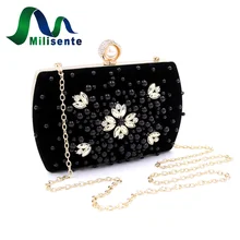 Milisent Vintage Style Schwarz Party Tasche Frauen Kupplungen Diamant Abendtaschen Hochzeit Geldbörse Kristall Handtasche Box Clutch Mit Kette