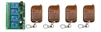 

DC12V 4CH 10A Wireless Remote Control Switch 1 Receiver + 4 Transmitter Learning Code Momentary Toggle Latched Adjusted