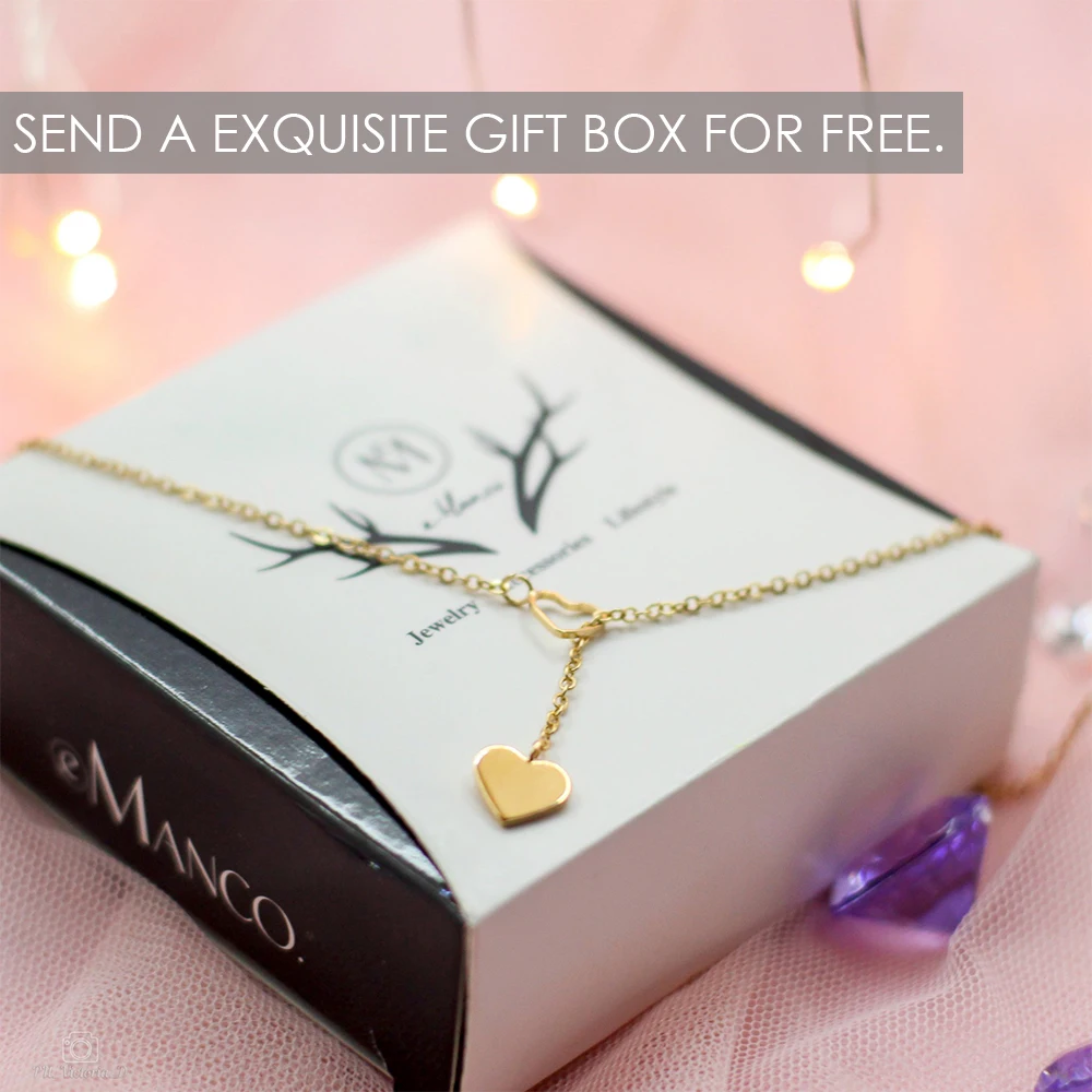 eManco Cute Heart Shape Pendant Choker Necklaces for Women Simple Design Gold-Color Chain Fashion Jewelry Ras Du Cou Femme Gifts