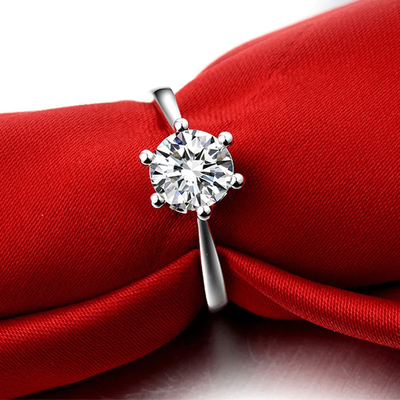 

Danki Engagement Ring Women Cubic Zirconia Hearts and Arrows Cut Brilliant Ring Genuine 925 Sterling Silver Solitaire Ring Gift