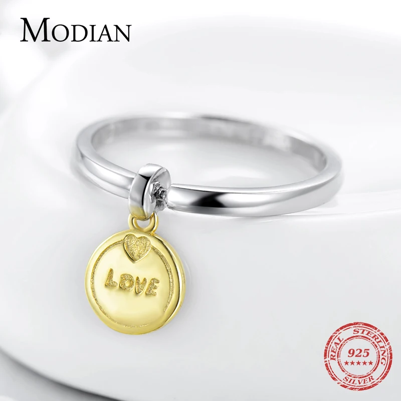 Modian,, настоящее 925 пробы, серебро, модное, качающееся, золотое, цвет, любовь, кольцо на палец для женщин, роскошное, классическое, серебряное, ювелирное изделие, Анель