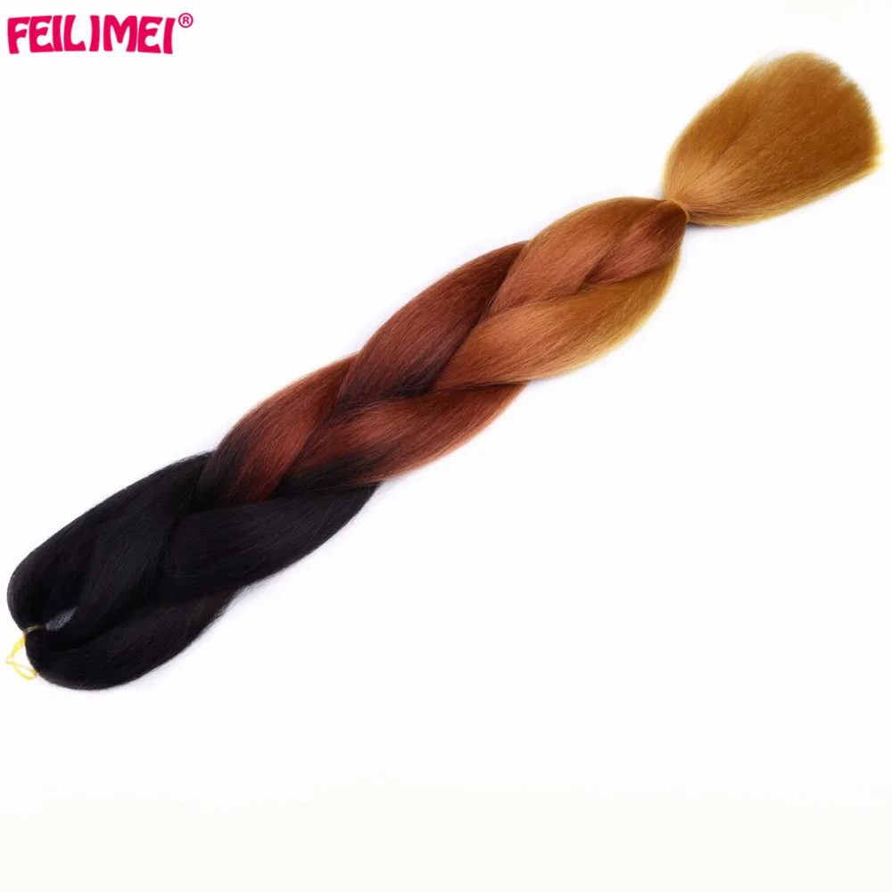 Feilimei Омбре фиолетовый серый плетение волос для наращивания три тона большие синтетические Косы черный синий серый крючком пряди волос - Цвет: #8