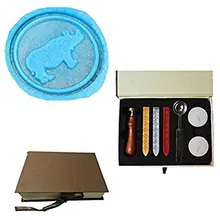 Винтаж носорога индивидуальный логотип свадебные приглашения Воск уплотнительное штамп Щупы для мангала ложка подарочная коробка комплект