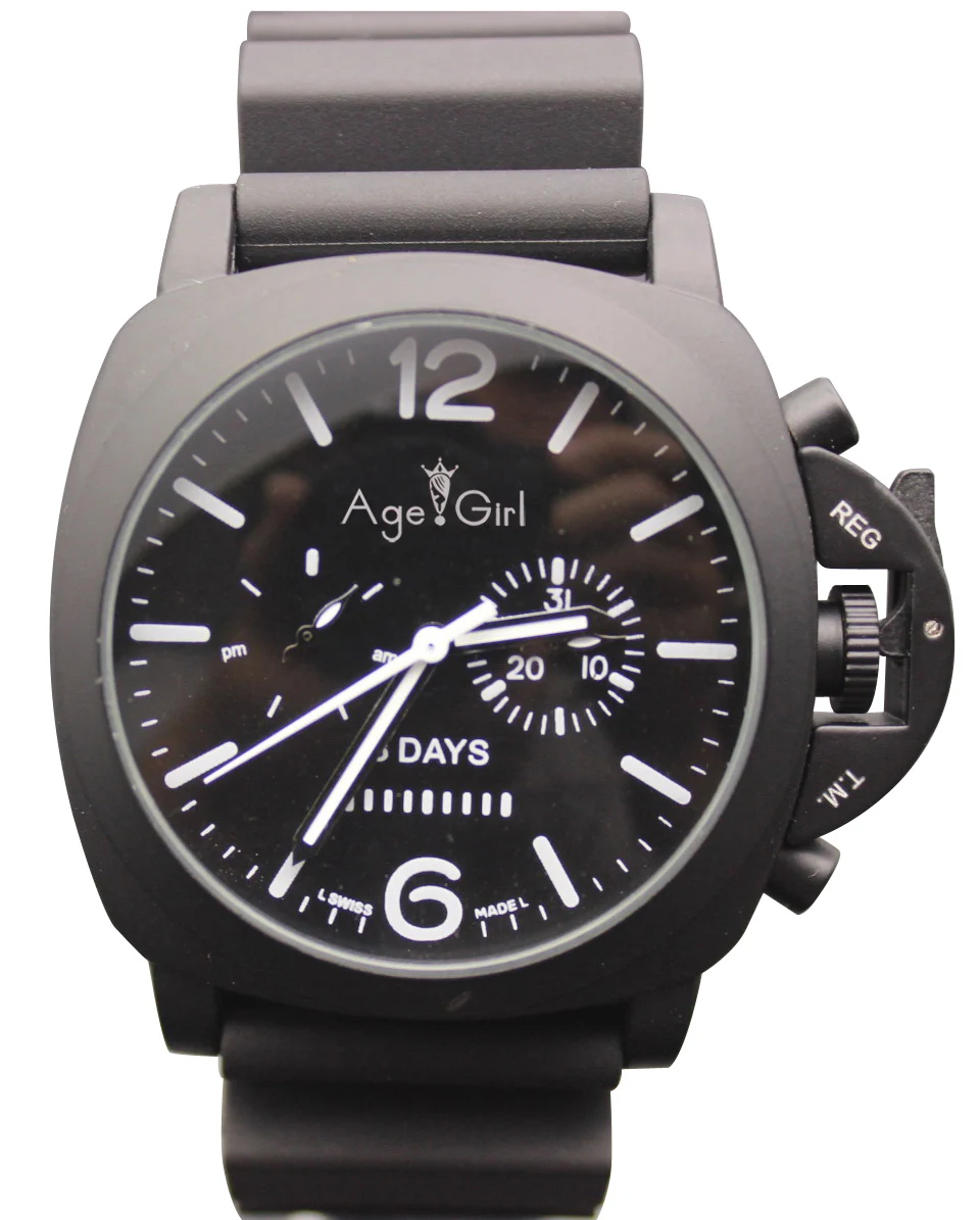 

Luxury Brand New GMT Black Automatic Mechanical Gent's Watches Black Rubber Brown Leather Men's Sports White or Green Luminous