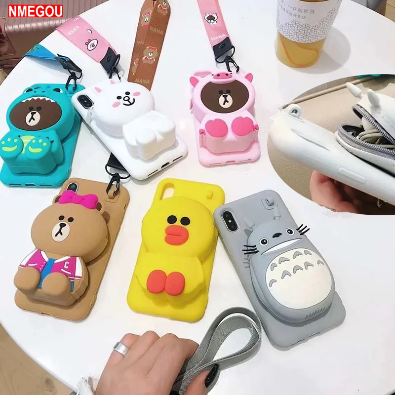 

Cute Cartoon 3D Bear Cony Sally Wallet Phone Case for IPhone 6 6s Plus 7 8 X XR XS Max Soft Silicone Back Cover Coque Funda Etui