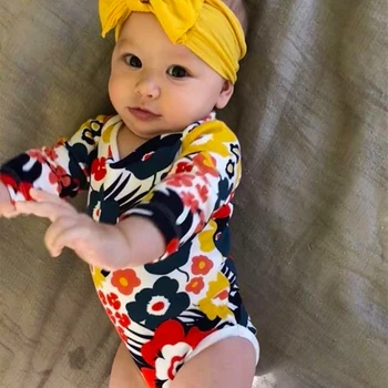 

TinyPeople New 2019 Flower Print baby Bodysuit Summer Baby Boys Jumpsuit Baby Girls Clothing Vestidos Cotton infant dress modis
