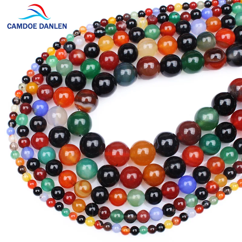 

Natural Stone Bead Mix Color Agates Colorful Chalcedony Round Spacer Strand 4/6/8/10/12/14MM DIY Charm Beads For Jewelry Making