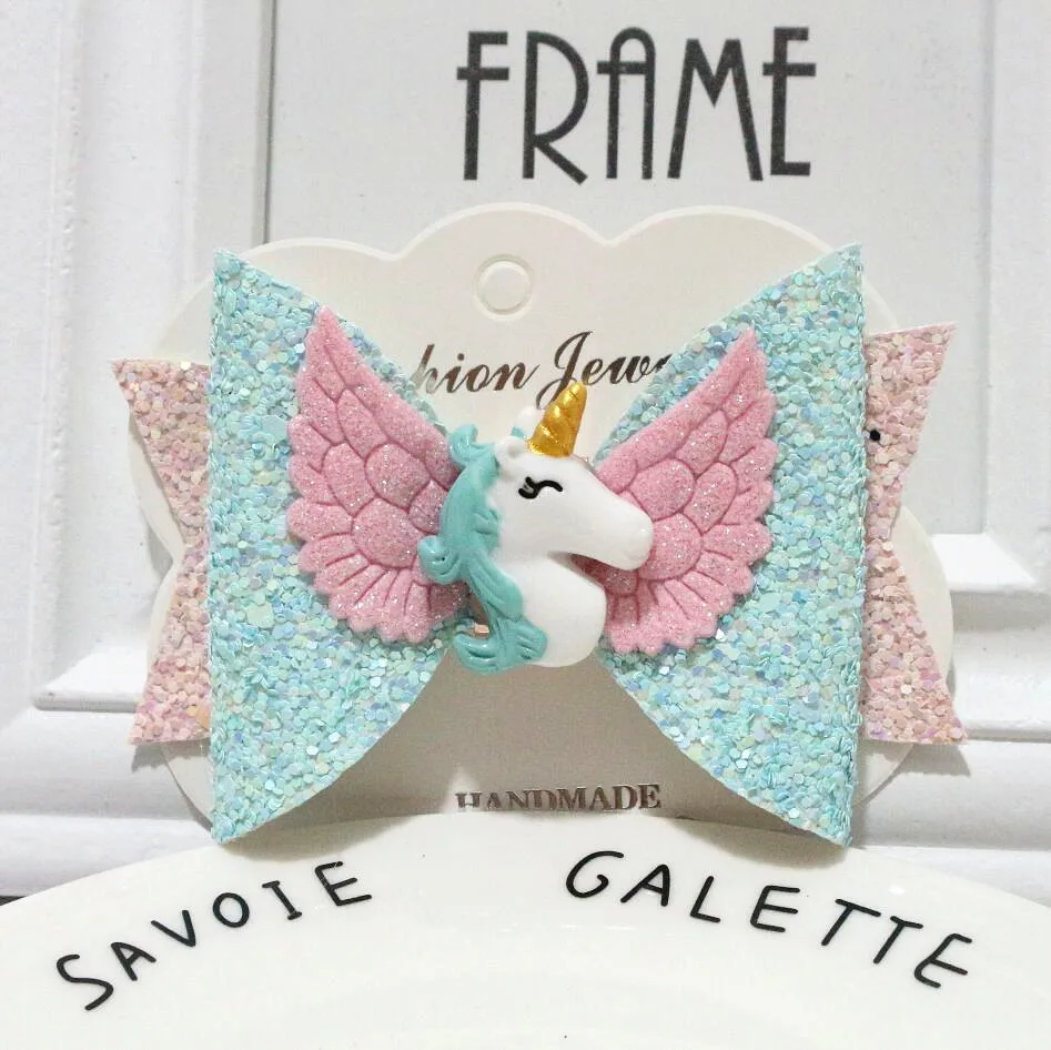 

NEW Unicorn Wing Hair Accessories for Girls Children Princess Glitter Hair Bows Clips Handmade Hairpins Cute Kids Headdress