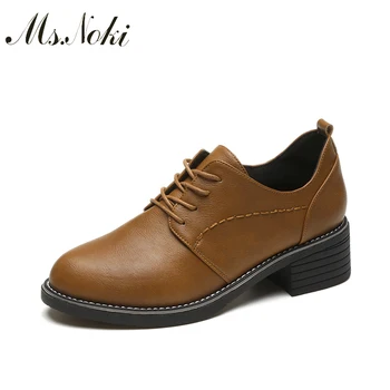 

Ms. Noki PU Fashion Square Heel Women winter boots Lace-up boots Good Quality ankle boots female winter shoes