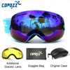 COPOZZ gafas de esquí con el caso y lente amarillo UV400 Anti-niebla esférico esquí gafas de esquí hombres mujeres gafas de nieve + lente + caja ► Foto 1/6