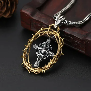

Wholesale S925 Sterling Silver Jewelry Personality Fashion Pop Pendant Cross Jesus Thai Silver Retro Men And Women Pendant
