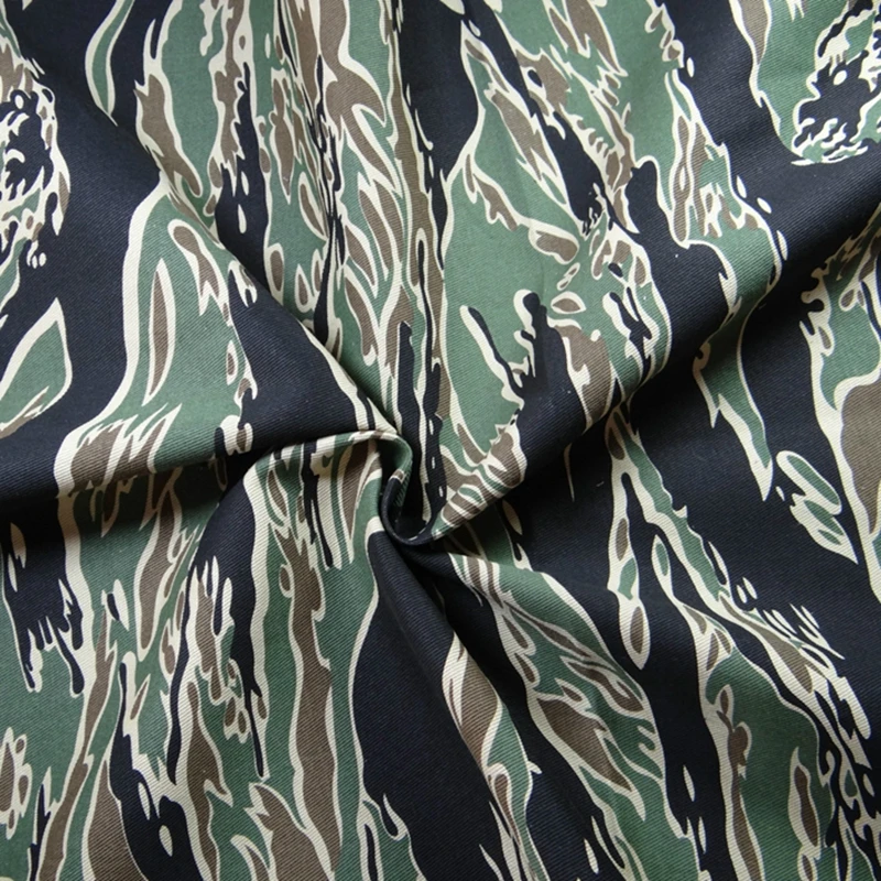  1.5M Width Tiger Stripe Camouflage Cloth Cotton Twill Camo Cloth for Military Handkerchief Weapon D
