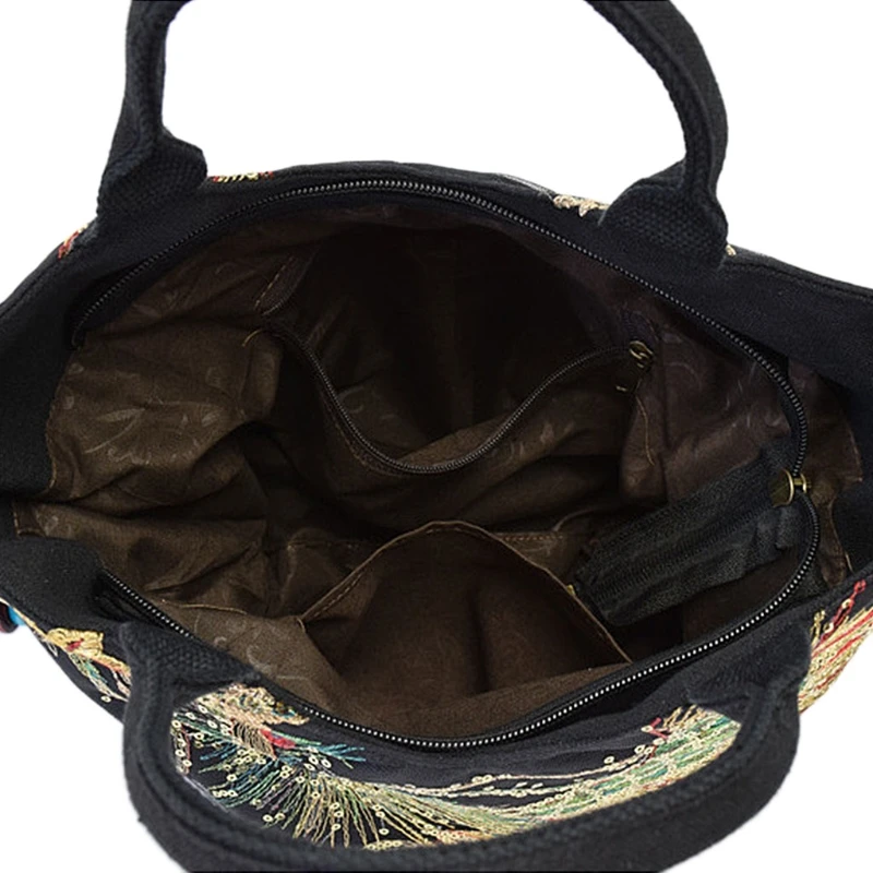 Женская сумка в этническом стиле с вышивкой павлина, винтажная женская сумка через плечо