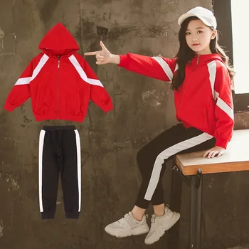 

Teenage Girls Clothing Set Spring Autumn Children Girls Clothes 10 12 Year School Uniform Fashion 2019 Hooded Kids Sport Sets