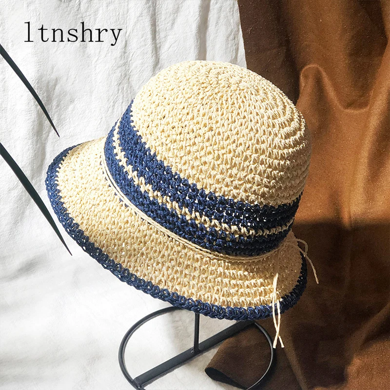 

2019Sun Hat Ladies Summer Hats Bucket Hat For Women Colorful Straw Hat Beach printing Cap Vacation Holiday Travel Style