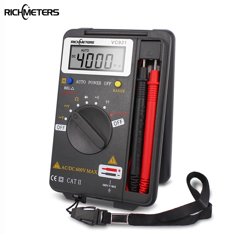 

RICHMETERS VC921 Mini Digital Multimeter True-RMS Auto Range Frequency AC/DC Voltage 4000 counts pocket size meter