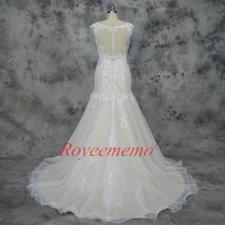 Vestido de Noiva шампанское и слоновой кости свадебное кружевное платье Классический стиль нарядное платье изготовление под заказ Оптовая цена