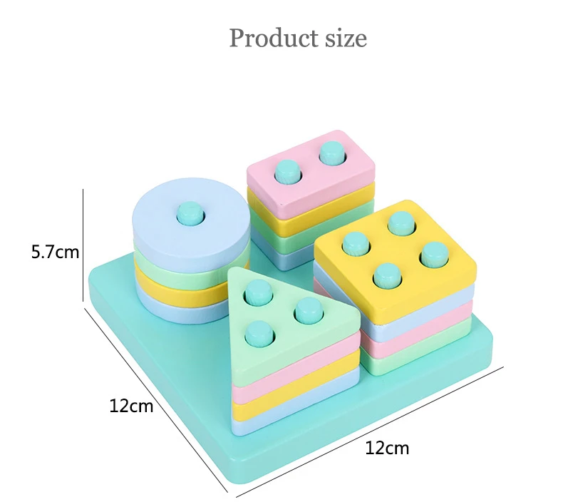 Детские радужные деревянные 4 колонки блоки наборы образовательная геометрическая форма соответствия игрушки для детей животных укладки Oyuncak