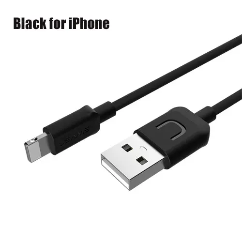 USAMS быстрое зарядное устройство кабель для iphone данных USB кабель для ipad Зарядка для iphone 5S X 8 7 6s 5 se X XS XR XSMAX Шнур адаптер данных - Цвет: Black for iPhone