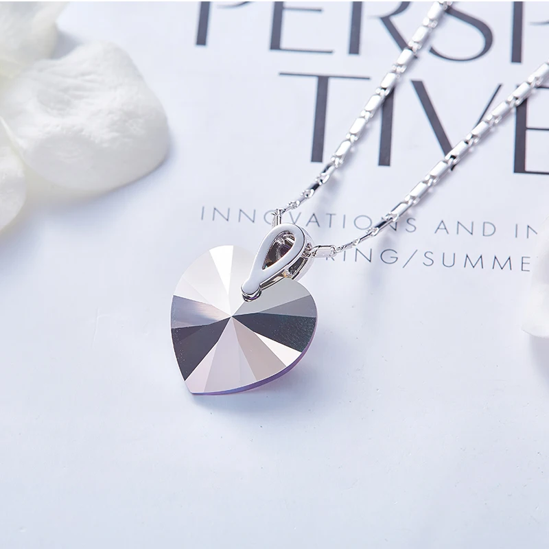 CDE Сердце ожерелье украшено кристаллами от подвеска Сваровски ожерелье Женская цепочка свадебное ожерелье подарок