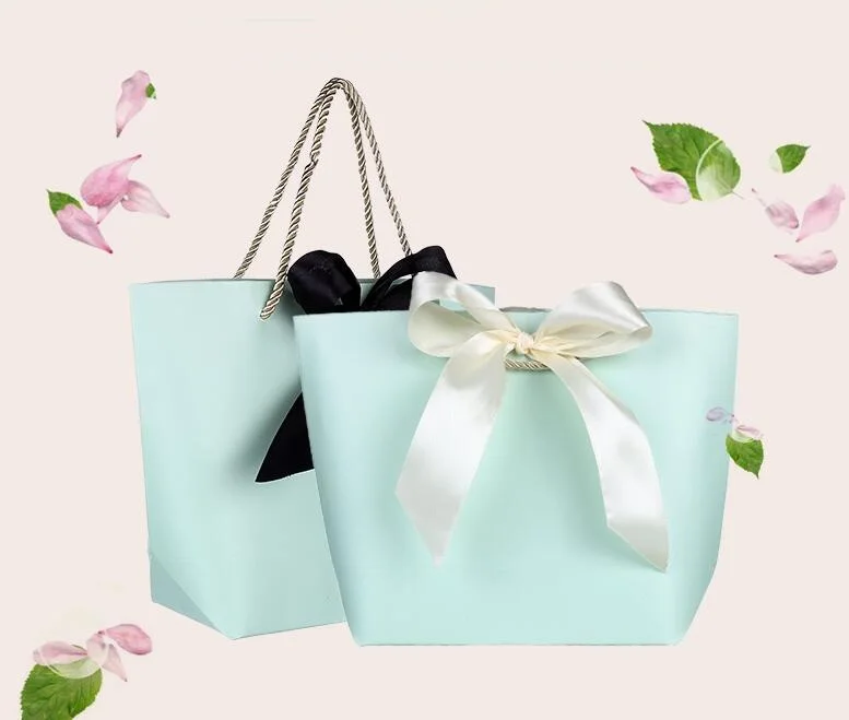 28x20x8cm Beautiful Sky blue Gift paper Bag Wrapping Supplies Paper